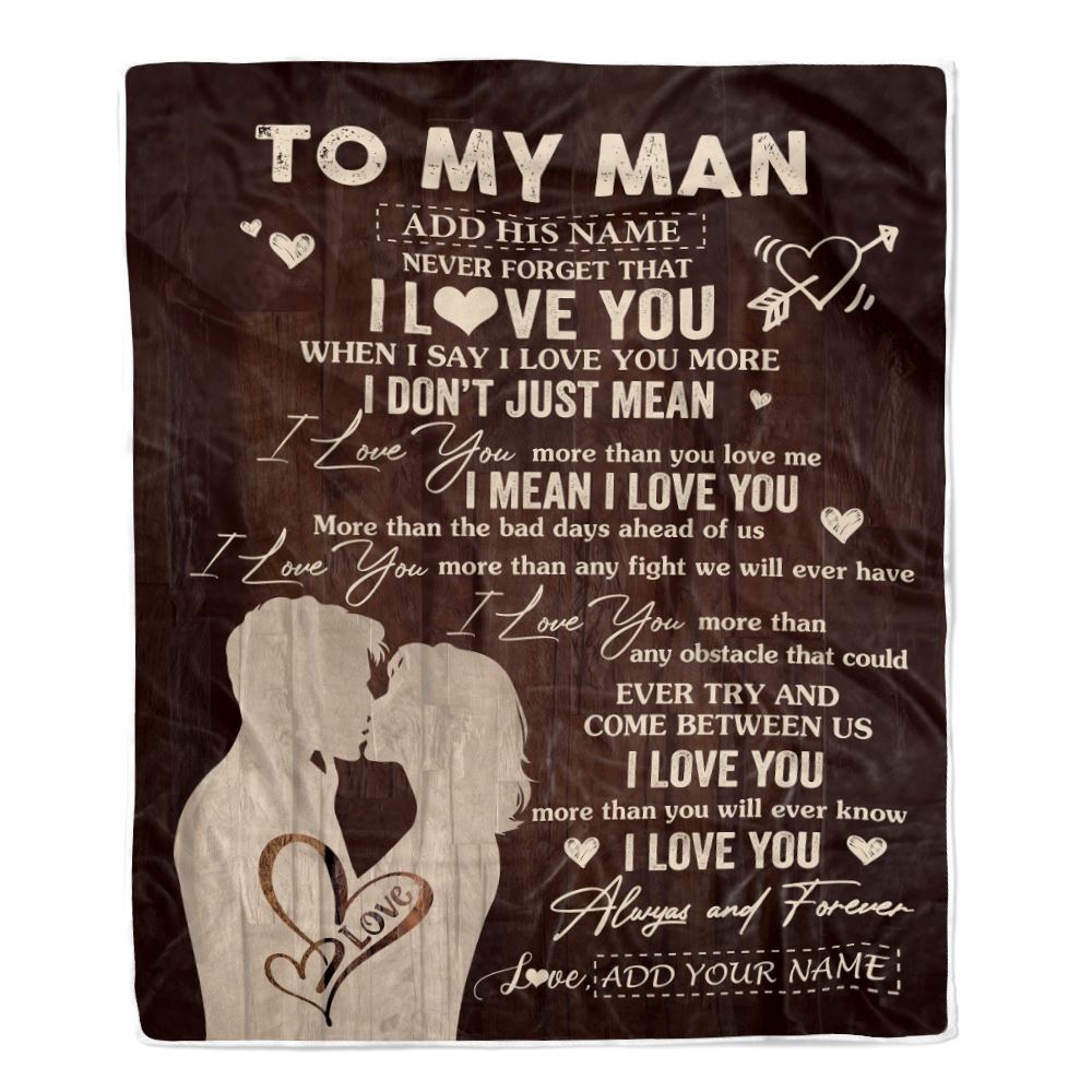 Personalized To My Man Blanket I Love You Birthday Gifts For Boyfriend Him Husband Fiance Anniversary Romantic For Men Christmas Customized Fleece Blanket | siriusteestore