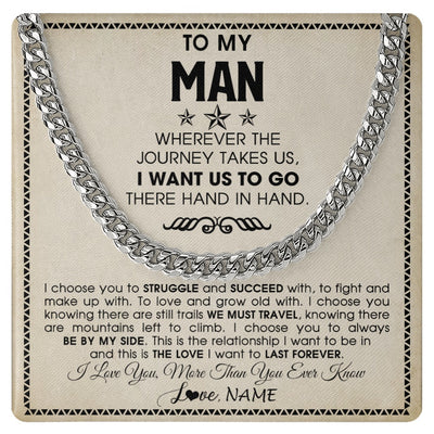 Cuban Link Chain Necklace Stainless Steel | 1 | Personalized To My Man Cuban Necklace Wherever The Journey Takes Us Boyfriend Husband Birthday Anniversary Day Christmas Customized Gift Box Message Card | https://siriusteestore.