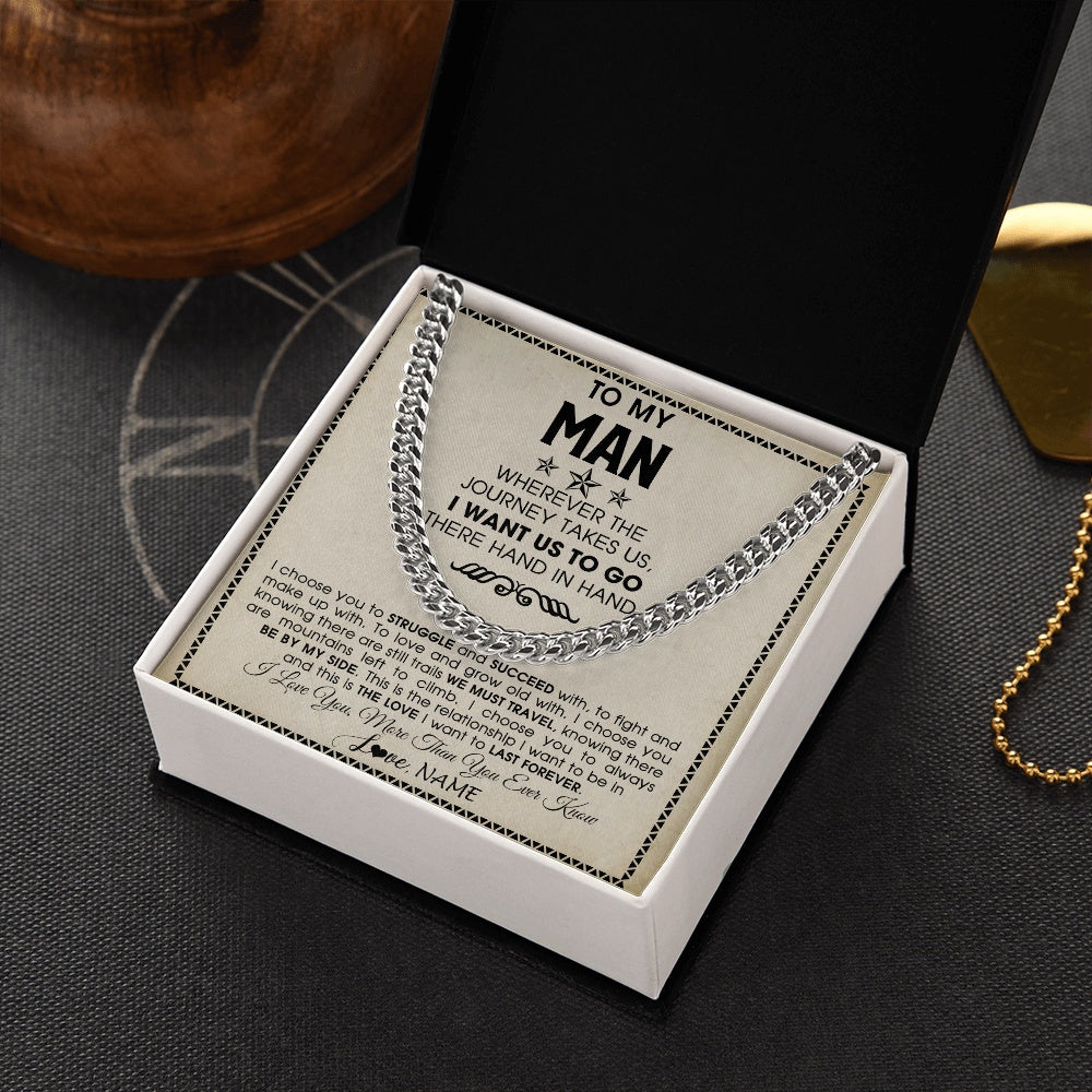Cuban Link Chain Necklace Stainless Steel | 2 | Personalized To My Man Cuban Necklace Wherever The Journey Takes Us Boyfriend Husband Birthday Anniversary Day Christmas Customized Gift Box Message Card | https://siriusteestore.