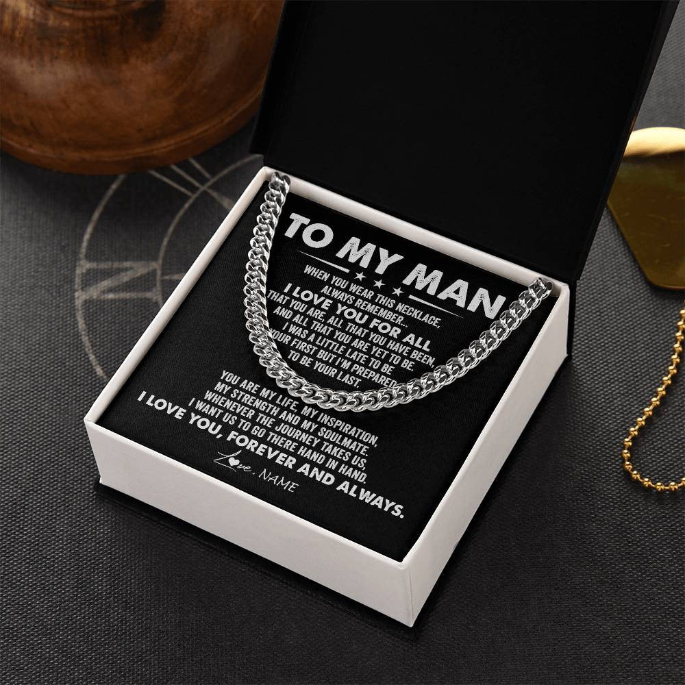 Cuban Link Chain Necklace Stainless Steel | 2 | Personalized To My Man Necklace Cuban When You Wear This Necklace I Love You For Him Boyfriend Husband Birthday Christmas Customized Gift Box Message Card | siriusteestore