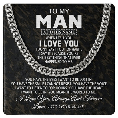 Cuban Link Chain Necklace Stainless Steel | 1 | Personalized To My Man Necklace For Boyfriend Gifts For Husband Ideal Gift For Valentine Birthday Anniversary Special Occasion Custom Gift Box Message Card | https://siriusteestore.