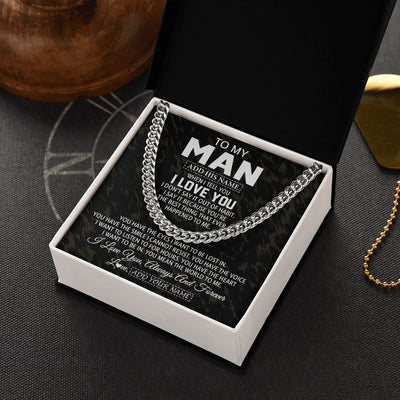 Cuban Link Chain Necklace Stainless Steel | 2 | Personalized To My Man Necklace For Boyfriend Gifts For Husband Ideal Gift For Valentine Birthday Anniversary Special Occasion Custom Gift Box Message Card | https://siriusteestore.