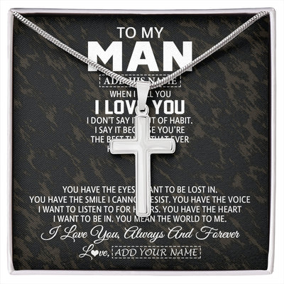 Stainless Cross Necklace Stainless Steel | 1 | Personalized To My Man Necklace For Boyfriend Gifts For Husband Ideal Gift For Valentine Birthday Anniversary Special Occasion Custom Gift Box Message Card | https://siriusteestore.