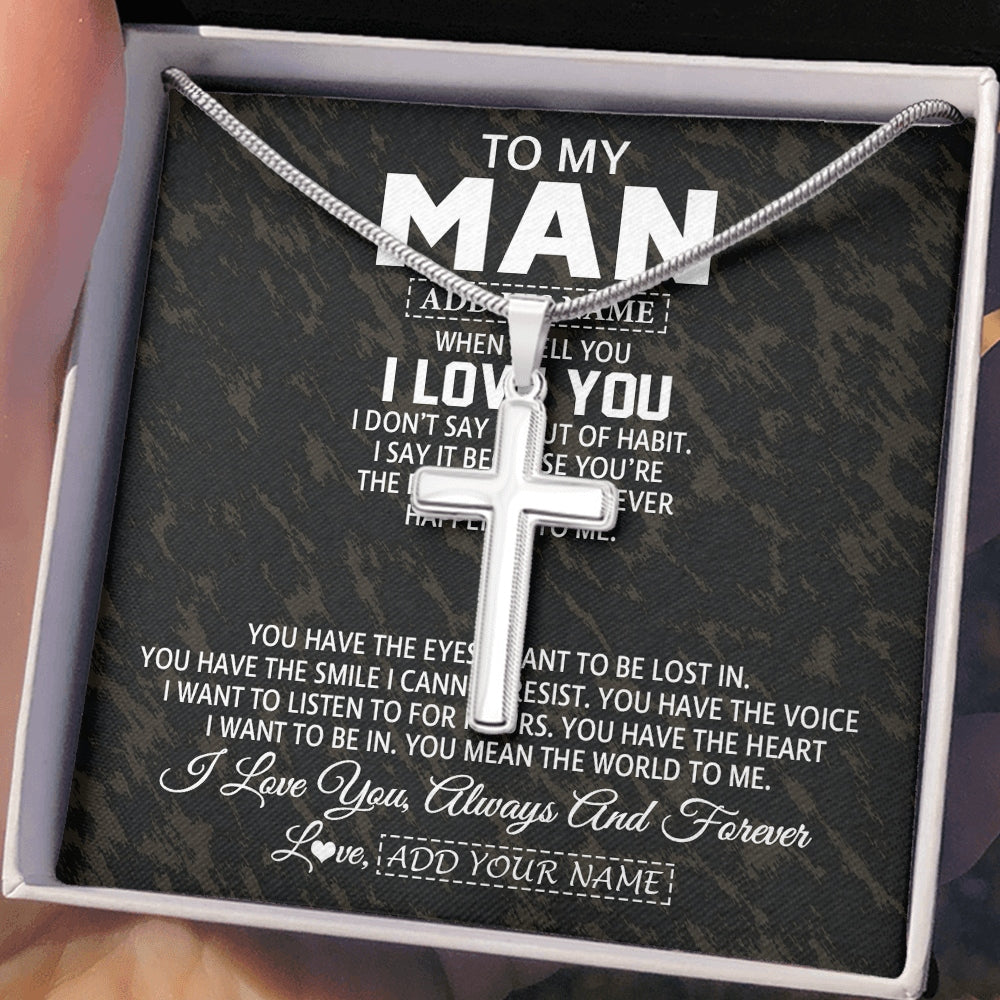 Stainless Cross Necklace Stainless Steel | 2 | Personalized To My Man Necklace For Boyfriend Gifts For Husband Ideal Gift For Valentine Birthday Anniversary Special Occasion Custom Gift Box Message Card | https://siriusteestore.
