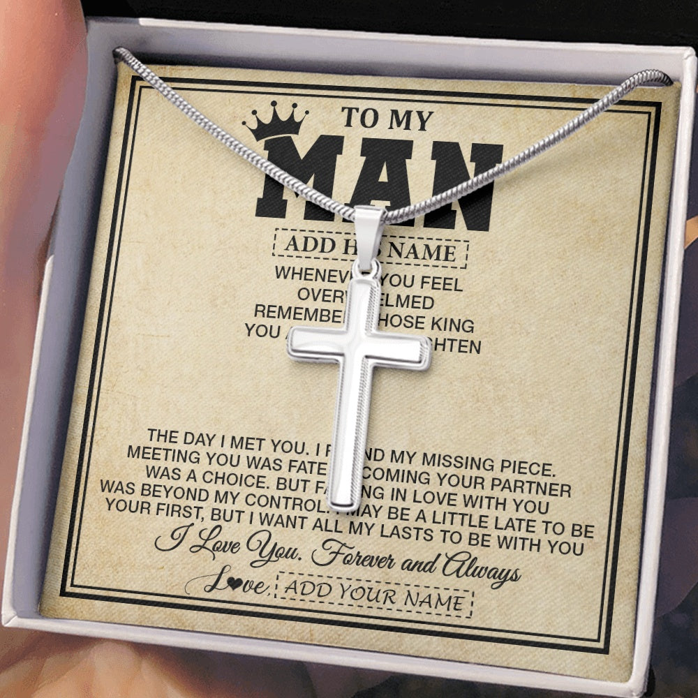 Stainless Cross Necklace Stainless Steel | 2 | Personalized To My Man Necklace For Men My King Romantic Boyfriend Husband Gifts Birthday For Him Anniversary Day Christmas Customized Gift Box Message Card | https://siriusteestore.