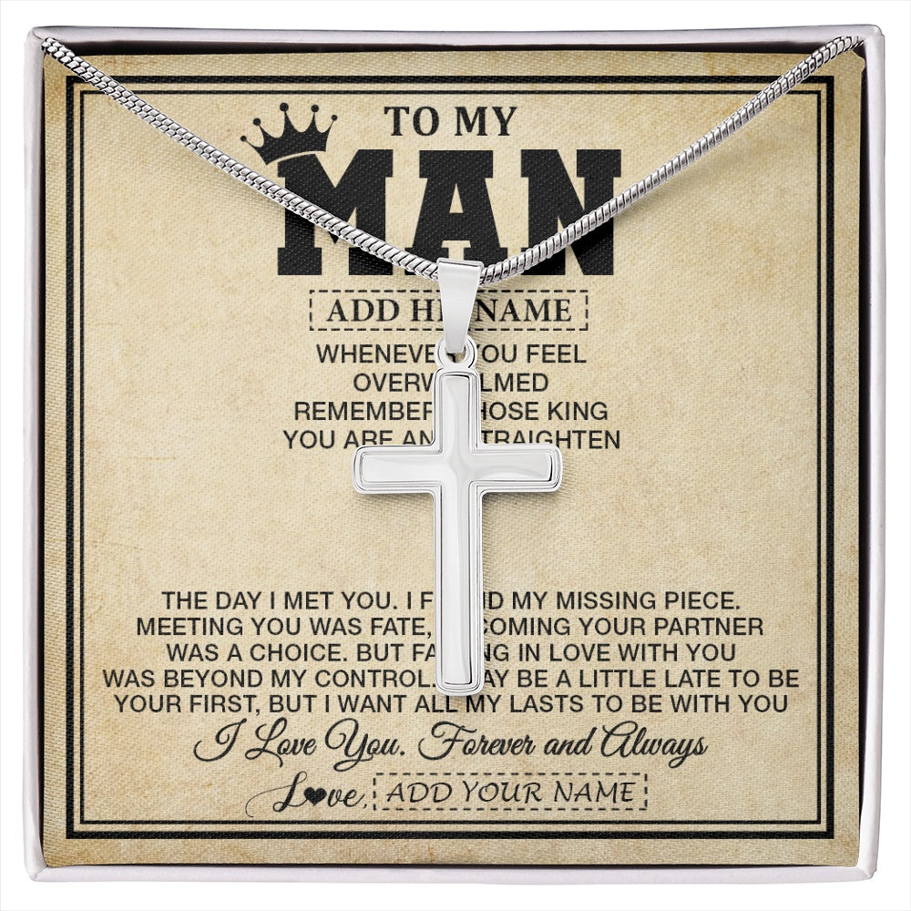 Stainless Cross Necklace Stainless Steel | 1 | Personalized To My Man Necklace For Men My King Romantic Boyfriend Husband Gifts Birthday For Him Anniversary Day Christmas Customized Gift Box Message Card | https://siriusteestore.