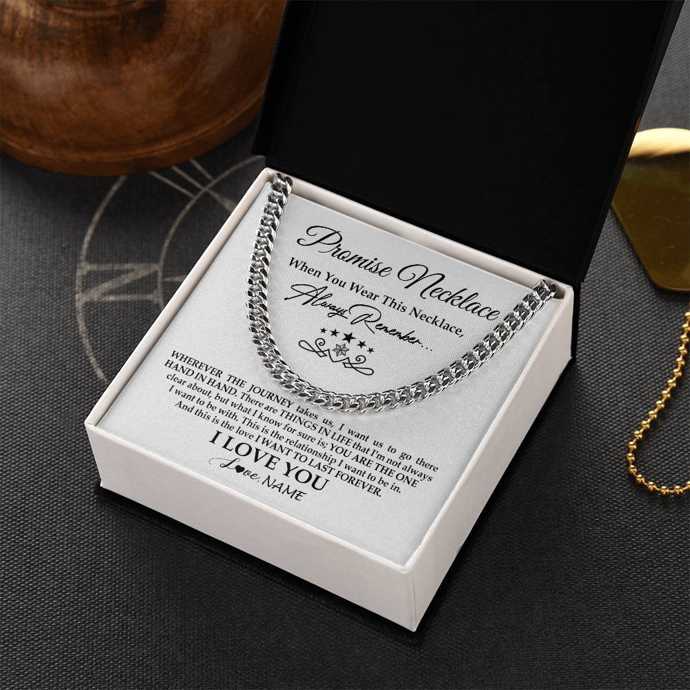 Cuban Link Chain Necklace Stainless Steel | 2 | Personalized To My Man Promise Cuban Chain Necklace I Love You Gift Ideas For Boyfriend Birthday Anniversary Day Christmas Customized Gift Box Message Card | siriusteestore