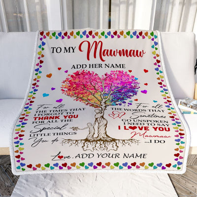 Personalized To My Mawmaw Blanket From Grandkids Grandson Colorful Tree Thank You For All Mawmaw Birthday Gifts Mothers Day Christmas Customized Fleece Blanket | siriusteestore