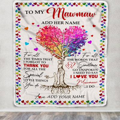 Personalized To My Mawmaw Blanket From Grandkids Grandson Colorful Tree Thank You For All Mawmaw Birthday Gifts Mothers Day Christmas Customized Fleece Blanket | siriusteestore