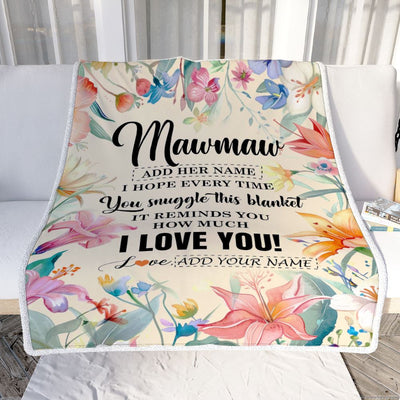 Personalized To My Mawmaw Blanket From Grandkids Grandson Floral I Love You Great Mawmaw Birthday Gifts Mothers Day Christmas Customized Fleece Blanket | siriusteestore