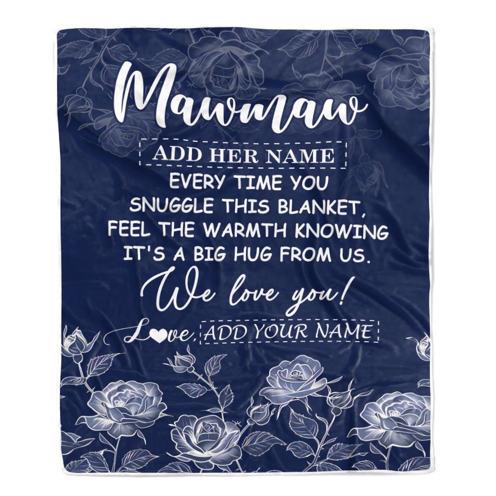 Personalized To My Mawmaw Gifts Blanket From Granddaughter Grandson Blue Flower Love You Birthday Gifts For Mawmaw Mothers Day Christmas Mawmaw Fleece Blanket | siriusteestore
