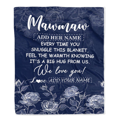 Personalized To My Mawmaw Gifts Blanket From Granddaughter Grandson Blue Flower Love You Birthday Gifts For Mawmaw Mothers Day Christmas Mawmaw Fleece Blanket | siriusteestore