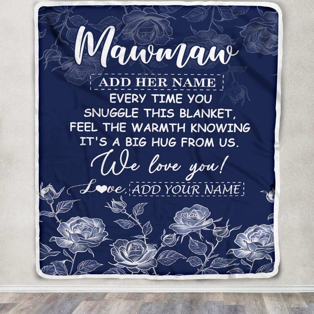 Personalized To My Mawmaw Gifts Blanket From Granddaughter Grandson Blue Flower Love You Birthday Gifts For Mawmaw Mothers Day Christmas Mawmaw Fleece Blanket | siriusteestore