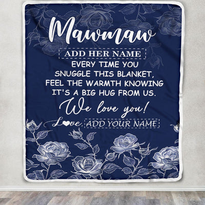 Personalized To My Mawmaw Gifts Blanket From Granddaughter Grandson Blue Flower Love You Birthday Gifts For Mawmaw Mothers Day Christmas Mawmaw Fleece Blanket | siriusteestore