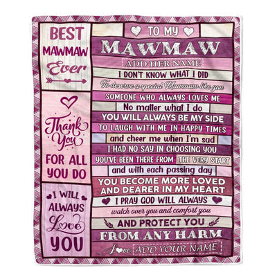 Personalized To My Mawmaw Gifts Blanket From Granddaughter Grandson Wood Thank You For All Gifts For Mawmaw Mothers Day Birthday Christmas Fleece Blanket | siriusteestore