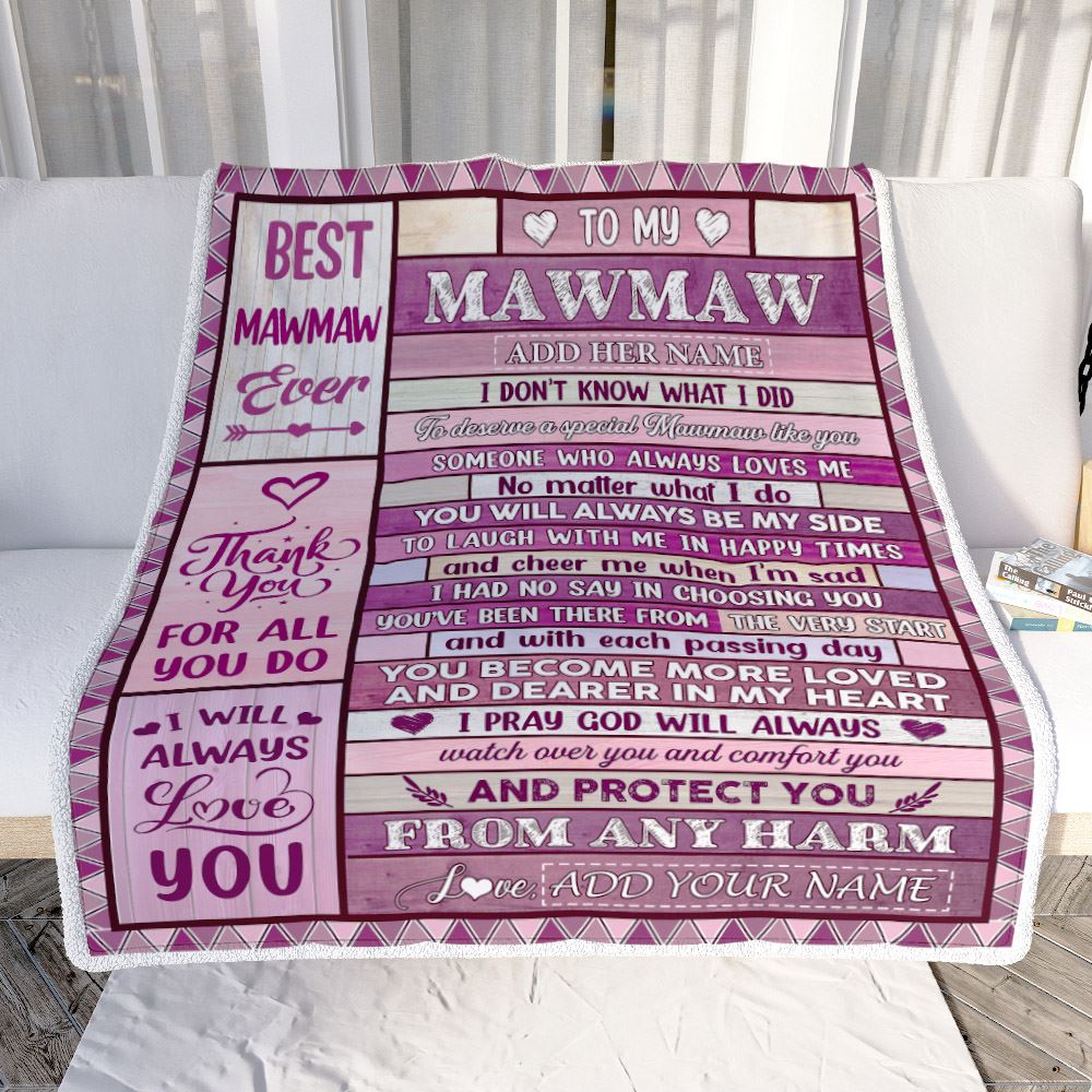 Personalized To My Mawmaw Gifts Blanket From Granddaughter Grandson Wood Thank You For All Gifts For Mawmaw Mothers Day Birthday Christmas Fleece Blanket | siriusteestore