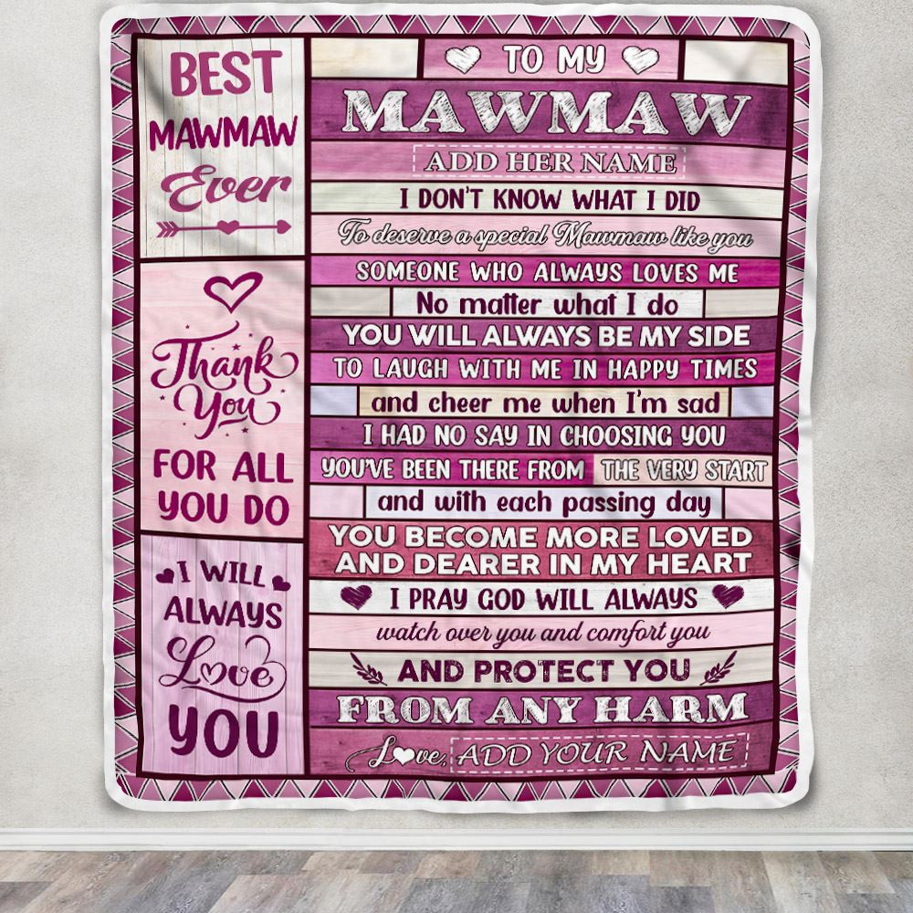 Personalized To My Mawmaw Gifts Blanket From Granddaughter Grandson Wood Thank You For All Gifts For Mawmaw Mothers Day Birthday Christmas Fleece Blanket | siriusteestore