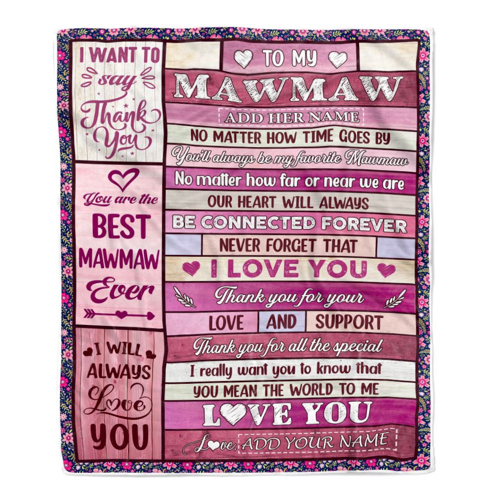 Personalized To My Mawmaw Gifts Blanket From Grandkids Grandson Wood My Favorite Mawmaw Birthday Gifts Mothers Day Christmas Customized Fleece Blanket | siriusteestore