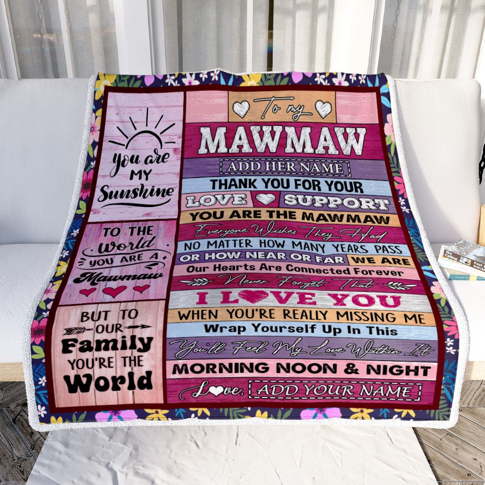 Personalized To My Mawmaw Gifts Blanket From Grandkids Grandson Wood You Are The Mawmaw Birthday Gifts Mothers Day Christmas Customized Fleece Blanket | siriusteestore