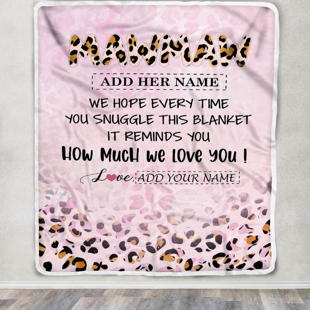 Personalized To My Mawmaw Gifts From Granddaughter Blanket Pink Leopard Happy Birthday Gifts For Mawmaw Mothers Day Christmas Customized Fleece Blanket | siriusteestore