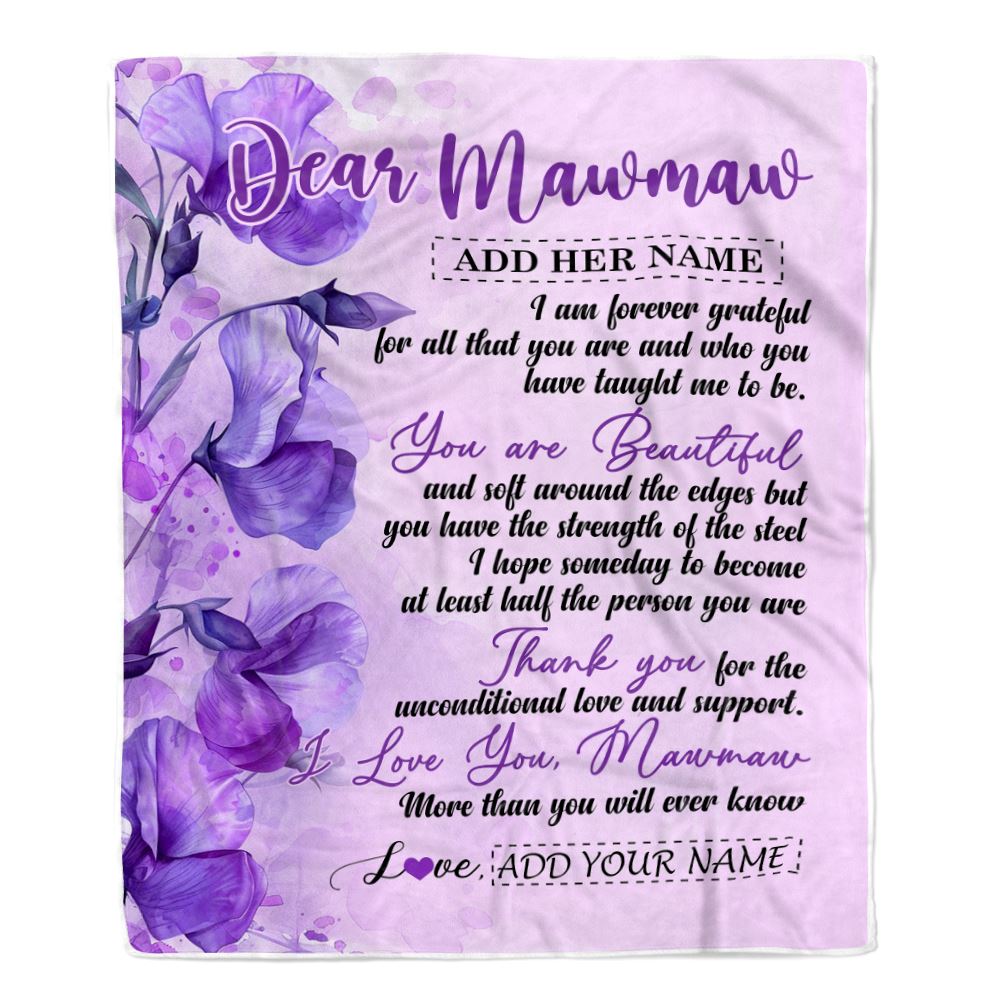 Personalized To My Mawmaw Gifts From Granddaughter Grandson Blanket Flower You Are Beautiful Gifts For Mawmaw Mothers Day Birthday Christmas Fleece Blanket | siriusteestore