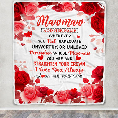 Personalized To My Mawmaw Gifts From Granddaughter Grandson Blanket Rose Flower Anniversary Birthday Gifts Mawmaw Mothers Day Christmas Custom Fleece Blanket | siriusteestore