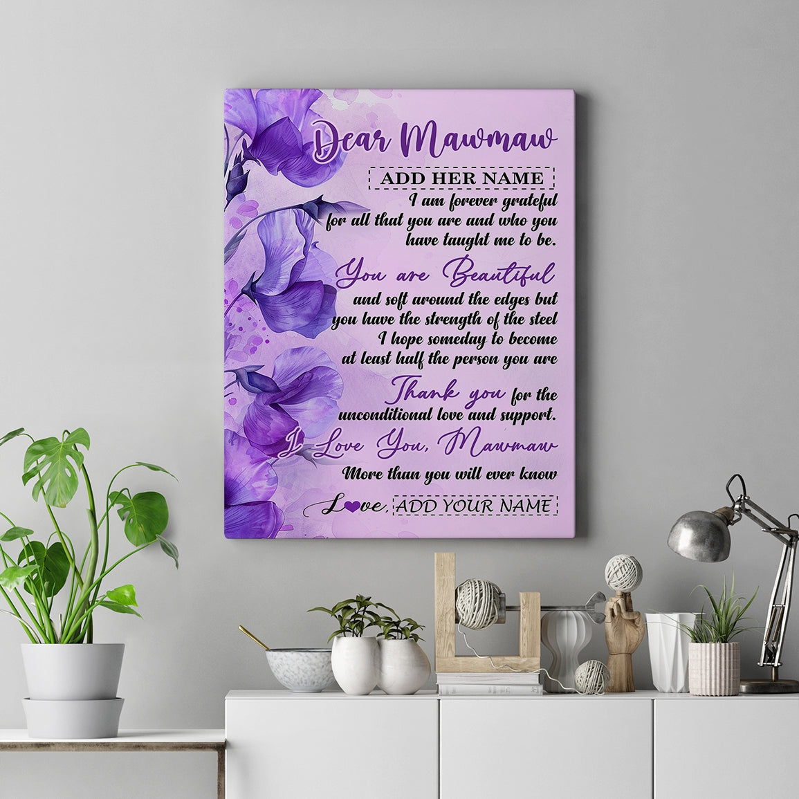Personalized To My Mawmaw Gifts From Granddaughter Grandson Canvas Flower You Are Beautiful Gifts For Mawmaw Mothers Day Birthday Christmas Custom Print Framed Canvas | siriusteestore
