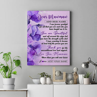 Personalized To My Mawmaw Gifts From Granddaughter Grandson Canvas Flower You Are Beautiful Gifts For Mawmaw Mothers Day Birthday Christmas Custom Print Framed Canvas | siriusteestore
