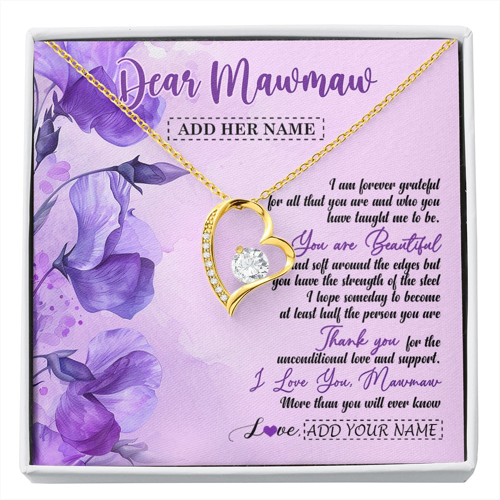 Forever Love Necklace 18K Yellow Gold Finish | 1 | Personalized To My Mawmaw Gifts From Granddaughter Necklace Flower You Are Beautiful Gifts For Mawmaw Mothers Day Birthday Christmas Gift Box Message Card | siriusteestore.myshopify