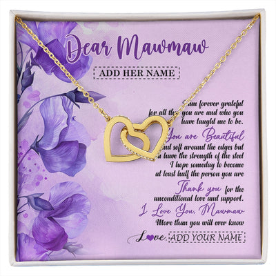 Interlocking Hearts Necklace 18K Yellow Gold Finish | 1 | Personalized To My Mawmaw Gifts From Granddaughter Necklace Flower You Are Beautiful Gifts For Mawmaw Mothers Day Birthday Christmas Gift Box Message Card | siriusteestore.myshopify