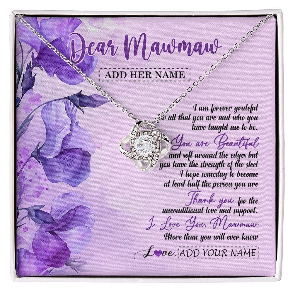 Love Knot Necklace 14K White Gold Finish | 1 | Personalized To My Mawmaw Gifts From Granddaughter Necklace Flower You Are Beautiful Gifts For Mawmaw Mothers Day Birthday Christmas Gift Box Message Card | siriusteestore.myshopify
