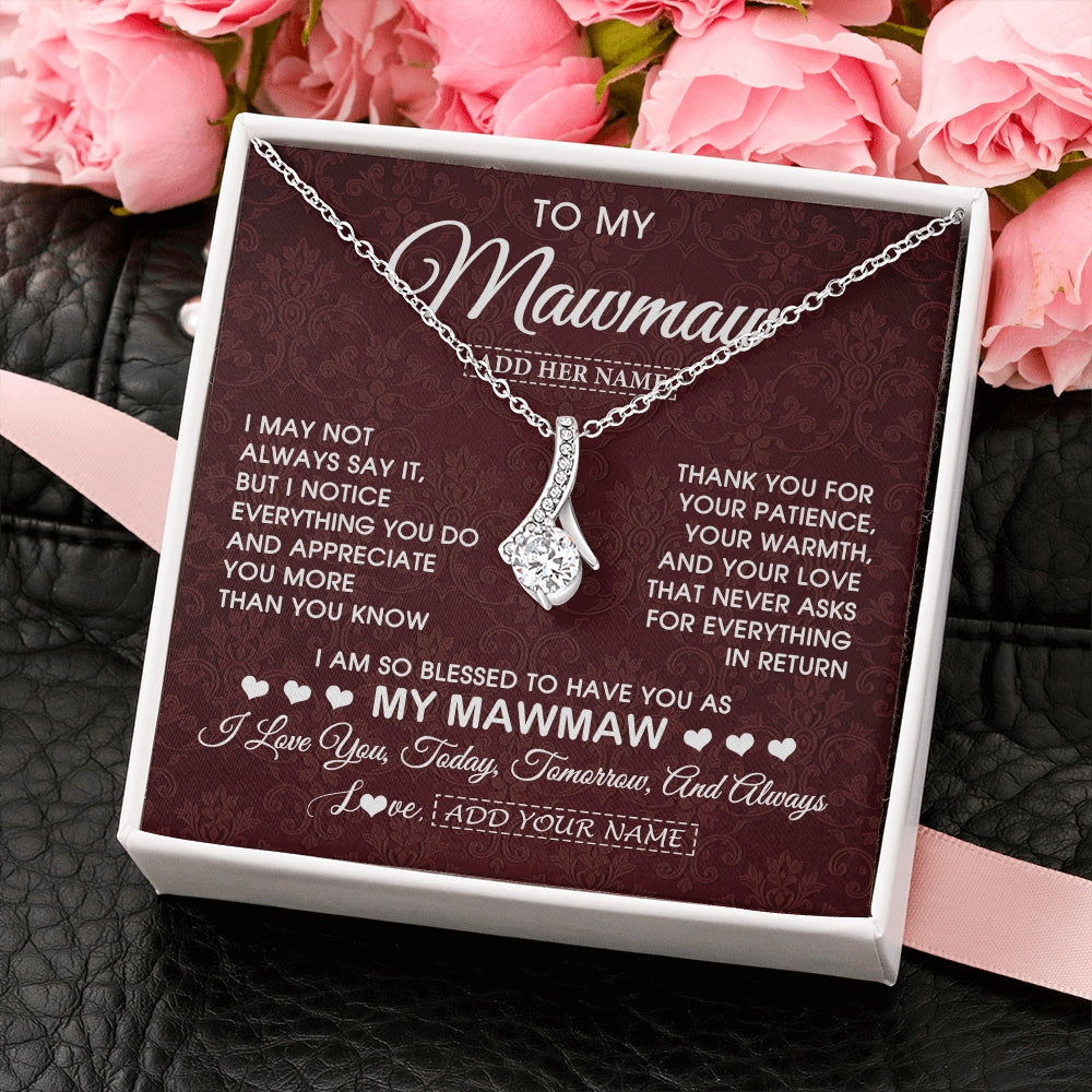 Alluring Beauty Necklace 14K White Gold Finish | 2 | Personalized To My Mawmaw Gifts From Granddaughter Necklace Meaningful Jewelry Pendant Gifts For Mawmaw Mothers Day Birthday Christmas Gift Box Message Card | https://siriusteestore.