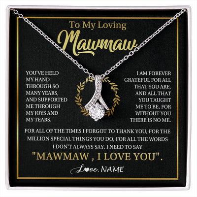 Alluring Beauty Necklace 14K White Gold Finish | 1 | Personalized To My Mawmaw Gifts Necklace From Granddaughter Grandson Grateful Thank You Mawmaw Birthday Mothers Day Jewelry Customized Gift Box Message Card | siriusteestore