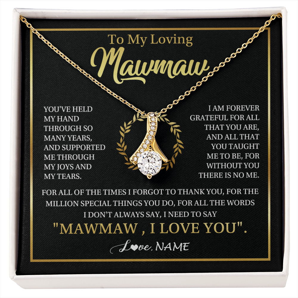 Alluring Beauty Necklace 18K Yellow Gold Finish | 1 | Personalized To My Mawmaw Gifts Necklace From Granddaughter Grandson Grateful Thank You Mawmaw Birthday Mothers Day Jewelry Customized Gift Box Message Card | siriusteestore