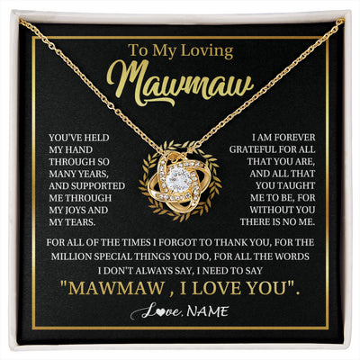 Love Knot Necklace 18K Yellow Gold Finish | 1 | Personalized To My Mawmaw Gifts Necklace From Granddaughter Grandson Grateful Thank You Mawmaw Birthday Mothers Day Jewelry Customized Gift Box Message Card | siriusteestore