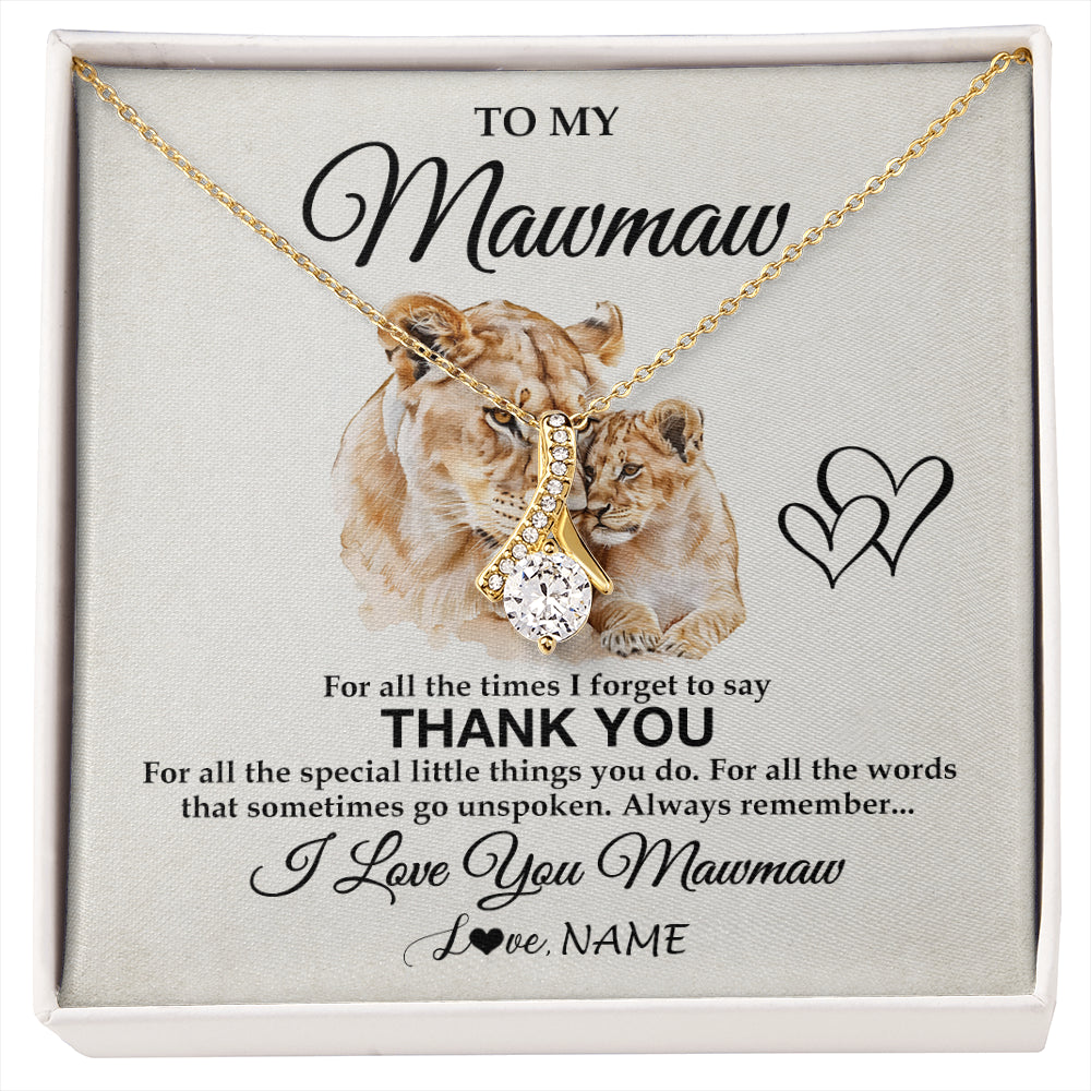 Alluring Beauty Necklace 18K Yellow Gold Finish | 1 | Personalized To My Mawmaw Necklace From Granddaughter Thank You Lion Mawmaw Gift For Mothers Day Birthday Gift Christmas For Mawmaw Gift Box Message Card | siriusteestore