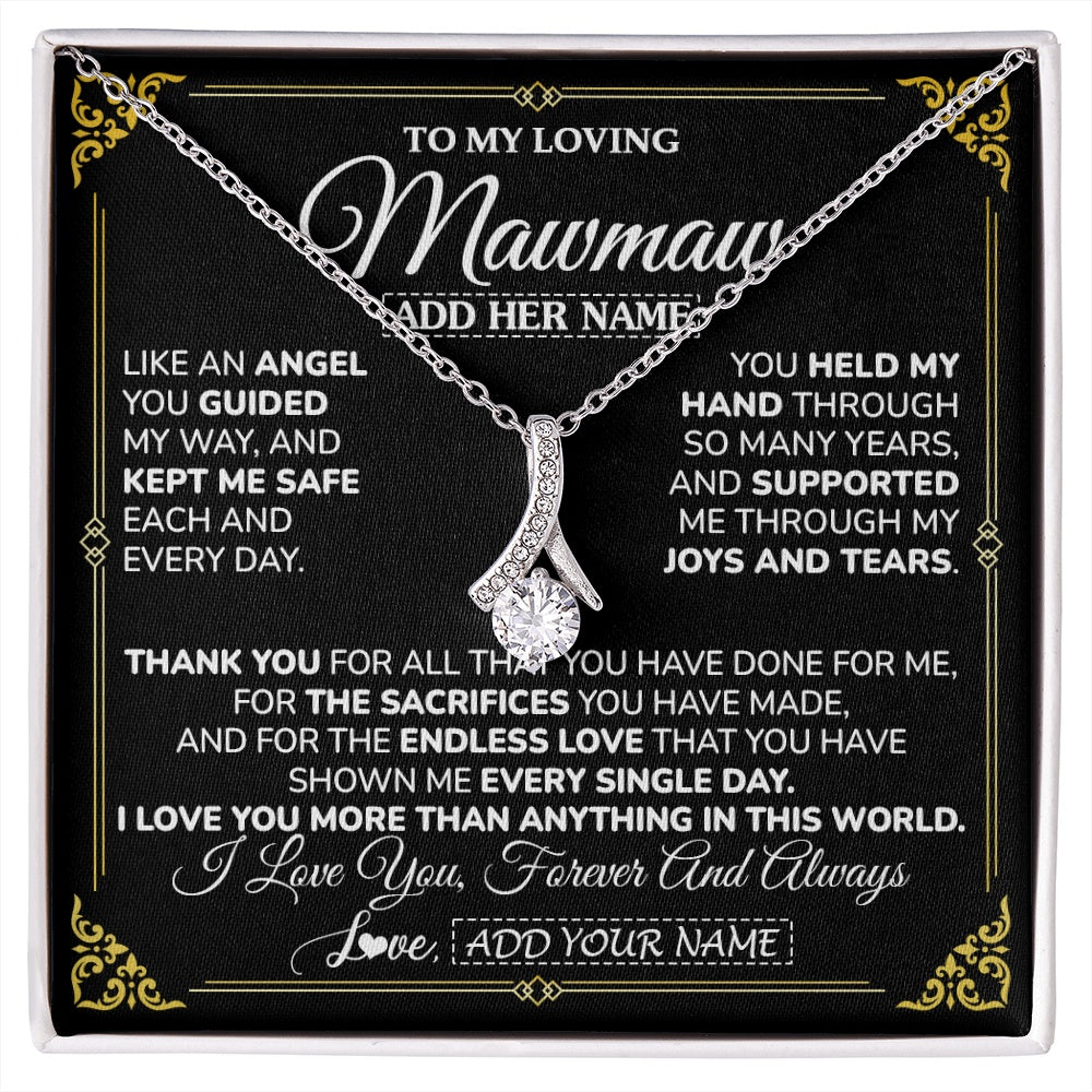 Alluring Beauty Necklace 14K White Gold Finish | 1 | Personalized To My Mawmaw Necklace Gifts Meaningful Gift To Mawmaw From Granddaughter Without You There Is No Me Mothers Day Birthday Gift Box Message Card | https://siriusteestore.