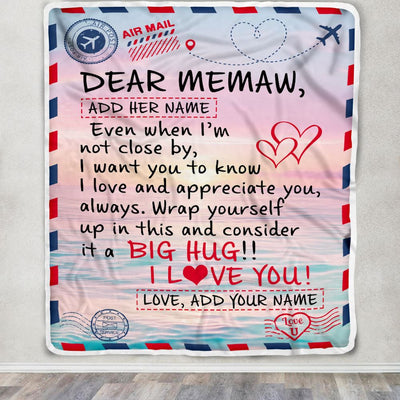 Personalized To My Memaw Blanket From Granddaughter Grandson Letter Mail To Meme Gifts Happy Birthday Gifts Mothers Day Christmas Custom Name Fleece Blanket | siriusteestore