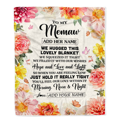 Personalized To My Memaw Blanket From Grandkids Grandson Floral We Hugged This Lovely Memaw Birthday Gifts Mothers Day Christmas Customized Fleece Blanket | siriusteestore