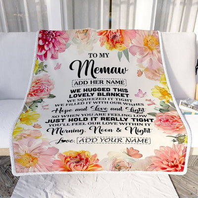 Personalized To My Memaw Blanket From Grandkids Grandson Floral We Hugged This Lovely Memaw Birthday Gifts Mothers Day Christmas Customized Fleece Blanket | siriusteestore