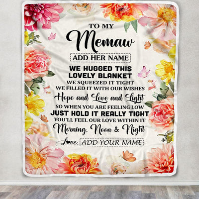 Personalized To My Memaw Blanket From Grandkids Grandson Floral We Hugged This Lovely Memaw Birthday Gifts Mothers Day Christmas Customized Fleece Blanket | siriusteestore