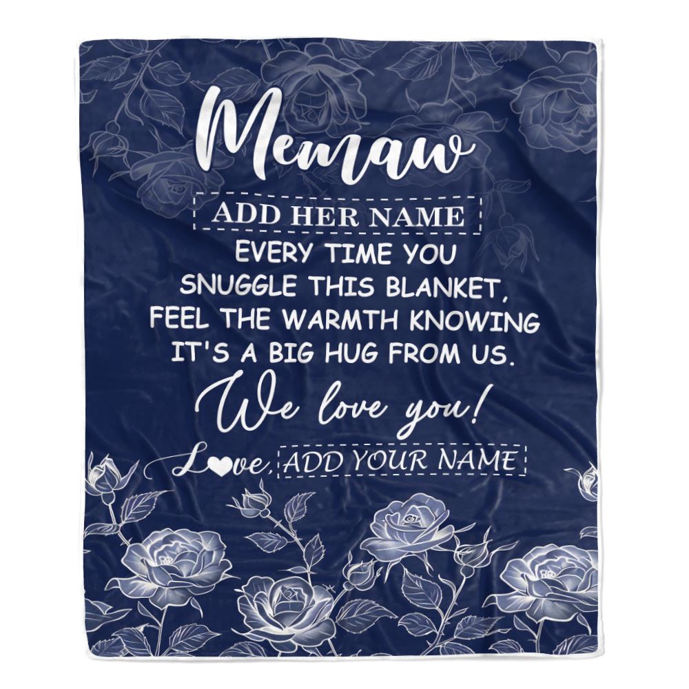 Personalized To My Memaw Gifts Blanket From Granddaughter Grandson Blue Flower Love You Birthday Gifts For Memaw Mothers Day Christmas Memaw Fleece Blanket | siriusteestore