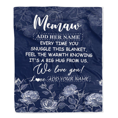 Personalized To My Memaw Gifts Blanket From Granddaughter Grandson Blue Flower Love You Birthday Gifts For Memaw Mothers Day Christmas Memaw Fleece Blanket | siriusteestore