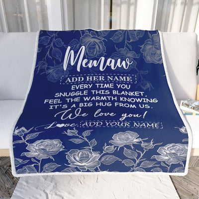 Personalized To My Memaw Gifts Blanket From Granddaughter Grandson Blue Flower Love You Birthday Gifts For Memaw Mothers Day Christmas Memaw Fleece Blanket | siriusteestore