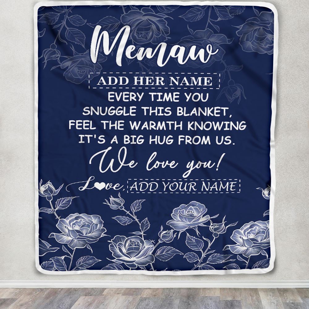 Personalized To My Memaw Gifts Blanket From Granddaughter Grandson Blue Flower Love You Birthday Gifts For Memaw Mothers Day Christmas Memaw Fleece Blanket | siriusteestore