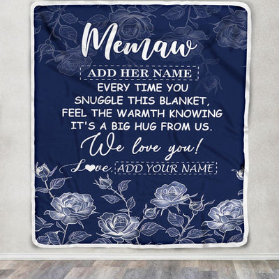 Personalized To My Memaw Gifts Blanket From Granddaughter Grandson Blue Flower Love You Birthday Gifts For Memaw Mothers Day Christmas Memaw Fleece Blanket | siriusteestore