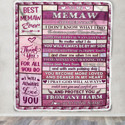 Personalized To My Memaw Gifts Blanket From Granddaughter Grandson Wood Thank You For All Gifts For Memaw Mothers Day Birthday Christmas Fleece Throw Blanket | siriusteestore