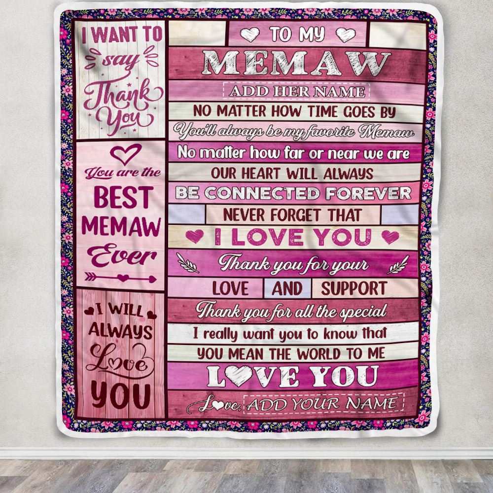 Personalized To My Memaw Gifts Blanket From Grandkids Grandson Wood My Favorite Memaw Birthday Gifts Mothers Day Christmas Customized Fleece Blanket | siriusteestore