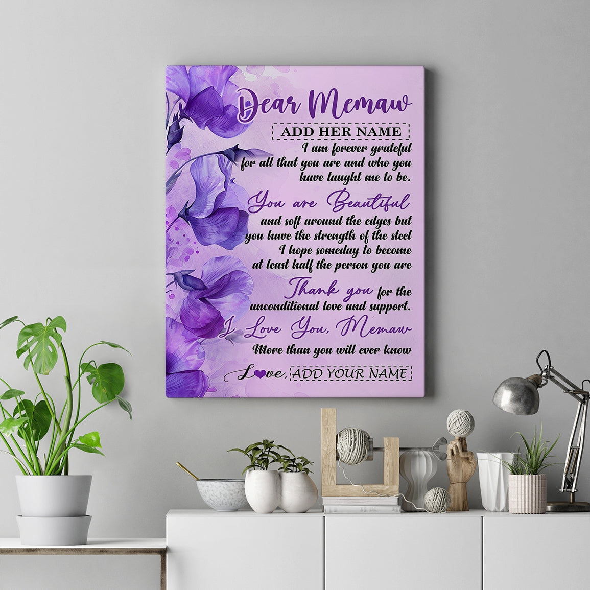 Personalized To My Memaw Gifts From Granddaughter Grandson Canvas Flower You Are Beautiful Gifts For Memaw Mothers Day Birthday Christmas Custom Print Framed Canvas | siriusteestore