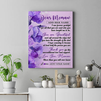 Personalized To My Memaw Gifts From Granddaughter Grandson Canvas Flower You Are Beautiful Gifts For Memaw Mothers Day Birthday Christmas Custom Print Framed Canvas | siriusteestore